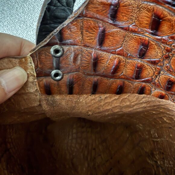 Unisex Crocodile Leather Envelope Shoulder Bag Handmade Unlined Raw Edge Craft - Picture 15 of 16